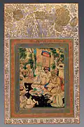 Group of sages in discussion. Aliquli Jabbadar, after Manohar (?). Aga Khan Museum, AKM186.