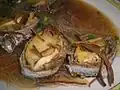 Abalone with mandarin orange peels.
