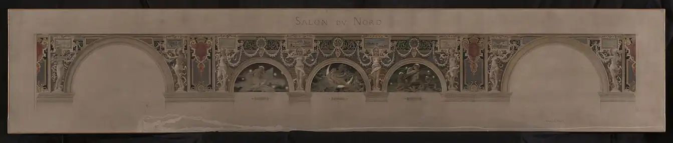 Henri-Camille Danger, sketch for the North entrance lounge. The night. The Dragon.