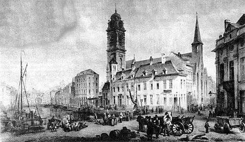 The old Church of St. Catherine in a painting by Henri Lallemand [fr], 1839