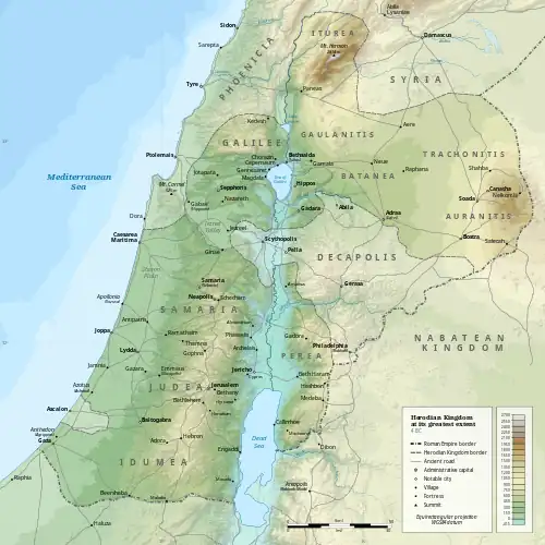Herodian kingdom of Judea at its greatest extent
