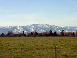 Looking south from Heyburn toward the Albion Mountains