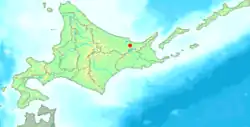 Location of Higashimokoto in Hokkaido (Okhotsk Subprefecture)