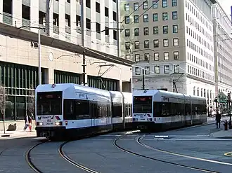 Two trains at Exchange Place