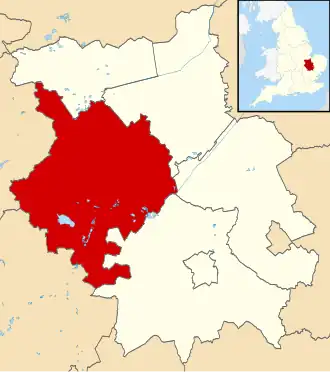 Huntingdonshire shown within Cambridgeshire