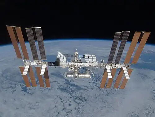 Image 20 STS-119 Photo: NASA This photo of the International Space Station (ISS) was taken during STS-119, a Space Shuttle mission that delivered and assembled the fourth starboard Integrated Truss Segment, and the final set of solar arrays and batteries to the station. Construction of the ISS is still ongoing and is scheduled to complete in December 2011. More selected pictures
