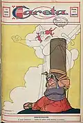 Political cartoon (1919) where J. Carlos predicts that Germany would wage a new war in fifteen years