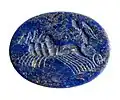 Intaglio in lapis lazuli representing Victoria, 100 - 200 A.D., found in Tongeren Gallo-Roman museum, Tongres