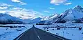 Mount Blackburn (far right) from Mount Cook Road