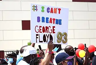 A memorial vigil at Yates High School, from which Floyd graduated, in Houston, Texas