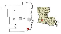Location of Lake Arthur in Jefferson Davis Parish, Louisiana