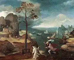 St Christopher Bearing the Christ Child, oil on panel, 48 cm × 59.5 cm (18.9 in × 23.4 in), Rockoxhuis, Antwerp