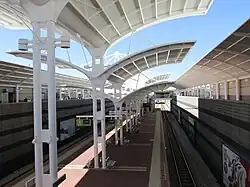 Joondalup station platform in a trench