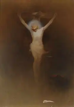Karl Wilhelm Diefenbach Christus am Kreuz (Christ on the Cross), 1891, oil on canvs, 112,5 x 78,5 cm, The Jack Daulton Collection, Los Altos Hills, California[10]