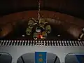The choir loft with the lacquered wooden ceiling shown
