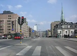 View to the east from Klarabergsviadukten in 2008.