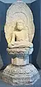 Stone seated Bhaisajyaguru, presumed to have been made between the late 8th and early 9th centuries. 109 cm, Gyeongju National Museum, Bongwan 1957