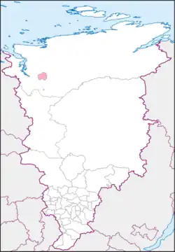 Location of the Norilsk Urban District in Krasnoyarsk Krai