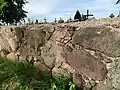 The structure of the cemetery wall