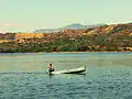 A boater on the reservoir.
