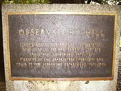 Plaque at original site of Student's Observatory