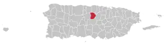 Map of Puerto Rico highlighting Morovis Municipality