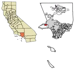 Location of Calabasas in Los Angeles County, California