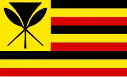 Louis Agard's Hawaiian Flag proposal created in 1993. The Kanaka Maoli flag, purported to be the original flag of Hawaii, has been argued to have actually been based off this flag.[57]