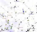 Map showing location of Messier 10