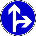 Proceed straight or turn right