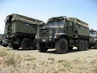 Oshkosh Medium Tactical Vehicle Replacement (MTVR); cab and troop transport body by Plasan