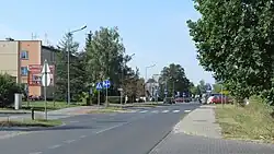 Kolejarzy Street (Railwayman's Street) in village