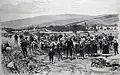 L'Illustration magazine depicting Macedonian Bulgarian refugees crossing the Ottoman - Bulgaria border after the Ilinden Uprising.
