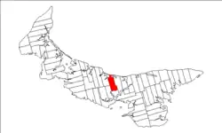 Map of Prince Edward Island highlighting Lot 33