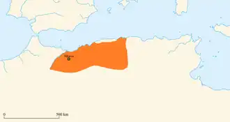 The approximate extent of the Mauro-Roman kingdom[1]