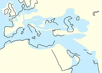 The North Sea between 34 million years ago and 28 million years ago, as Central Europe became dry land