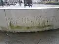 The Portland Stone meeting circle before cleaning