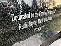 Inscription on memorial bench