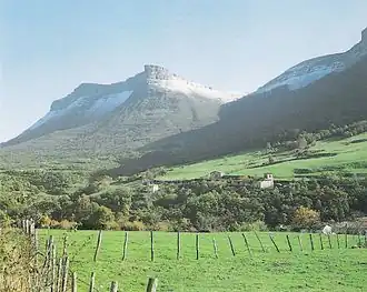 View of a valley with dispersed buildings