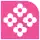Pictogram of Balbuena metro station. It features the silhouette of four flowers with four petals.