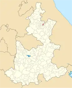 Location of the municipality in Puebla