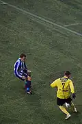 Miikka Turunen near the corner flag in Finnish League Cup, 2008