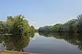 Mill Pond Park, a dammed lake of Devils Brook.