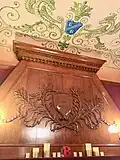 Mantelpiece inside the library.