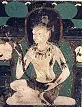 Mogao Cave 465, Tibetan-style bow harp.[74] Yuan dynasty, 1227–1368.[75]