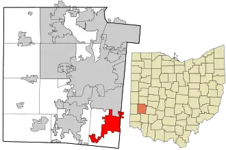 Location in Montgomery County and the state of Ohio