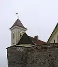 Closer shot of the clock tower.