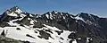 Mount Mystery (left), Hal Foss Peak (center), and Mount Fricaba (right).