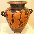 Theseus abducts Helen, stamnos. Archaeological Museum of Athens.