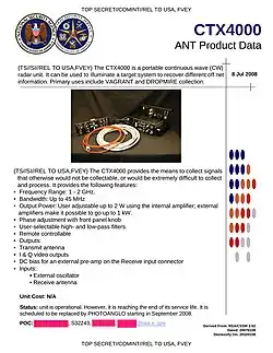CTX4000 - Portable continuous-wave radar (CRW) unit to illuminate a target system for Dropmire collection